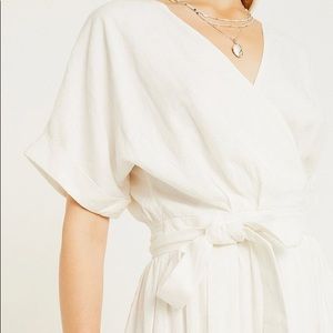 Urban Outfitters white linen wrap dress